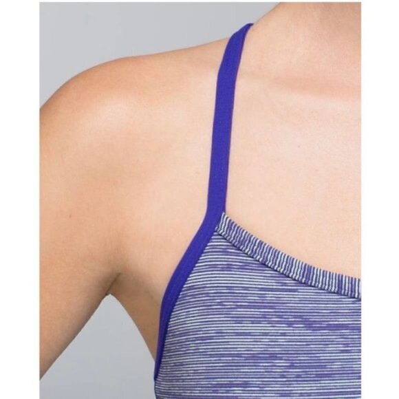 Lululemon Power Y Racerback Tank Top Purple Stripe Fitted Yoga Athletic Sz 6 - Picture 2 of 10